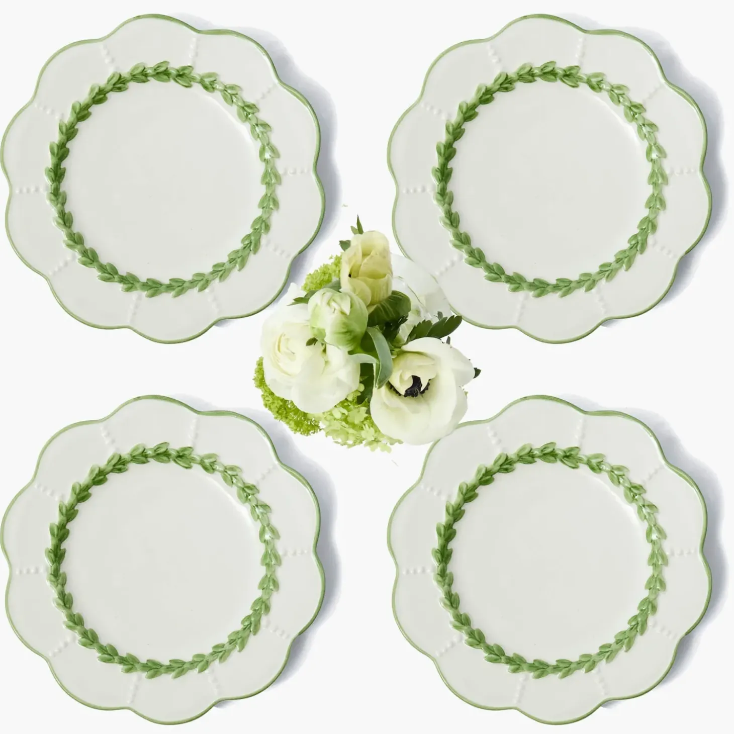 Green Laurel Starter Plates (Set of 4)