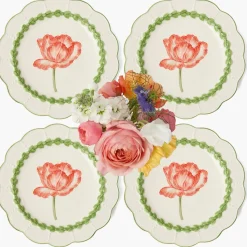Green Laurel Tulip Dinner Plates (Set of 4)