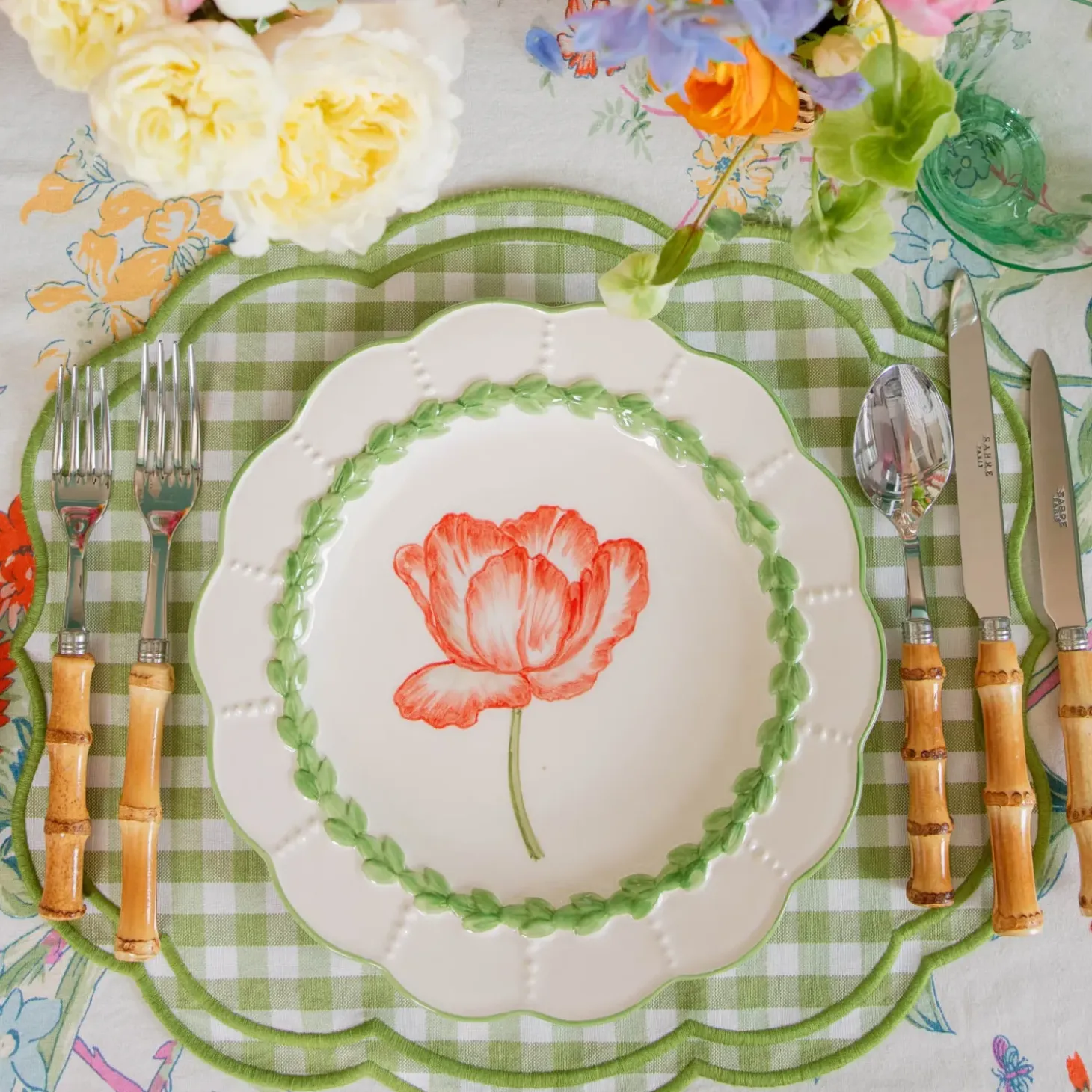 Green Laurel Tulip Dinner Plates (Set of 4)