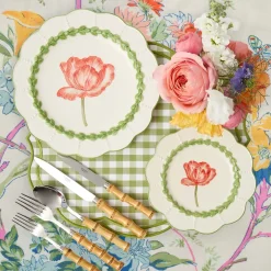 Green Laurel Tulip Dinner & Starter Plates (Set of 8)