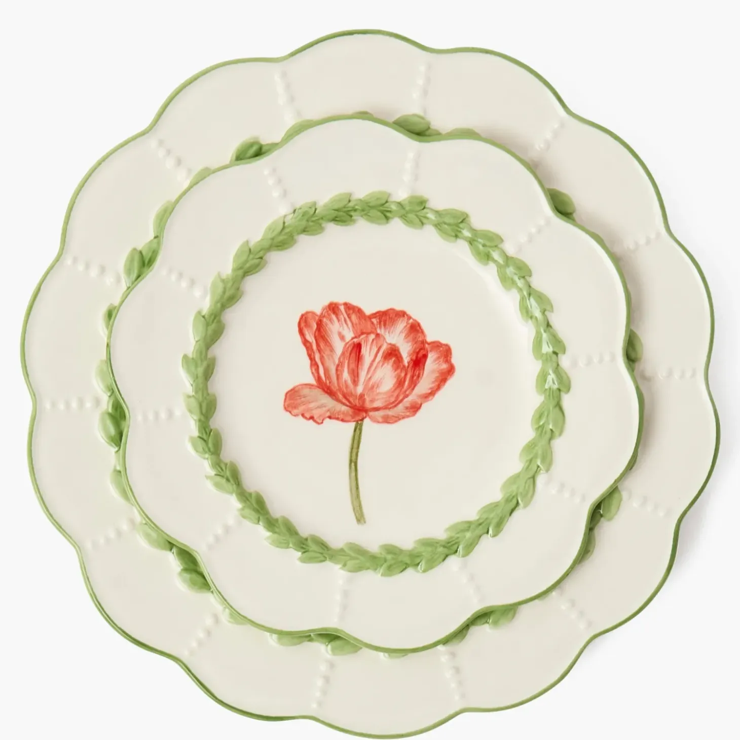 Green Laurel Tulip Dinner & Starter Plates (Set of 8)