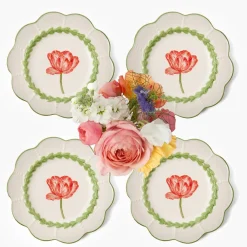 Green Laurel Tulip Starter Plates (Set of 4)