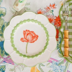 Green Laurel Tulip Starter Plates (Set of 4)