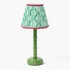 Green Leonora Lacquer Rechargeable Lamp with Green & Raspberry Ikat Shade (18cm)