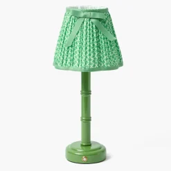 Green Leonora Lacquer Rechargeable Lamp with Green Lotus Bow Shade (18cm)