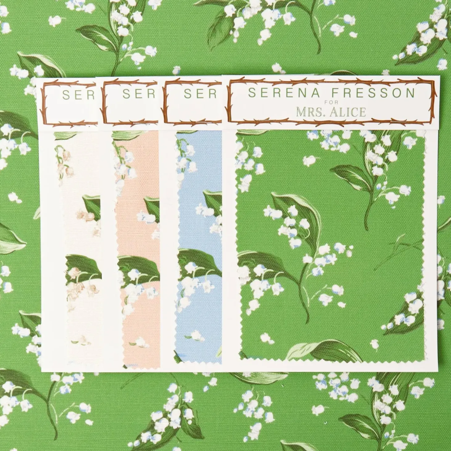 Green Lily of the Valley Fabric