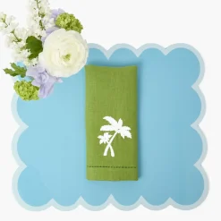 Green Linen Palm Tree Napkins (Set of 4)