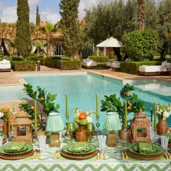Green Linen Palm Tree Napkins (Set of 4)