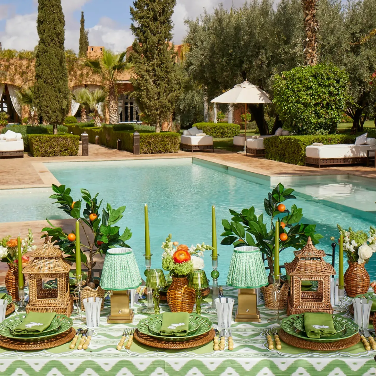 Green Linen Palm Tree Napkins (Set of 4)