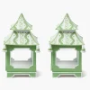 Green Mini Ikat Pagoda Lanterns (Pair)