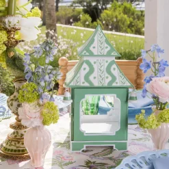 Green Mini Ikat Pagoda Lanterns (Pair)