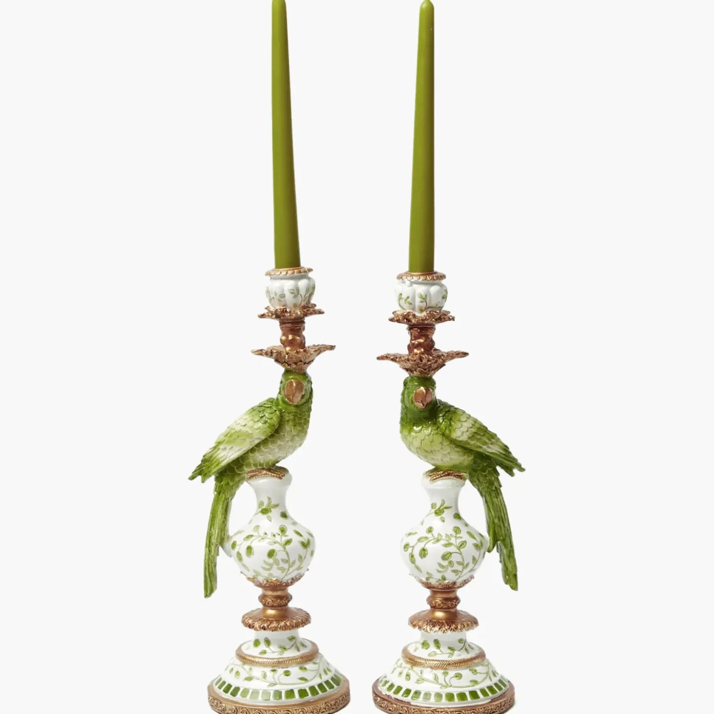 Green Parrot Candle Holder (Pair)