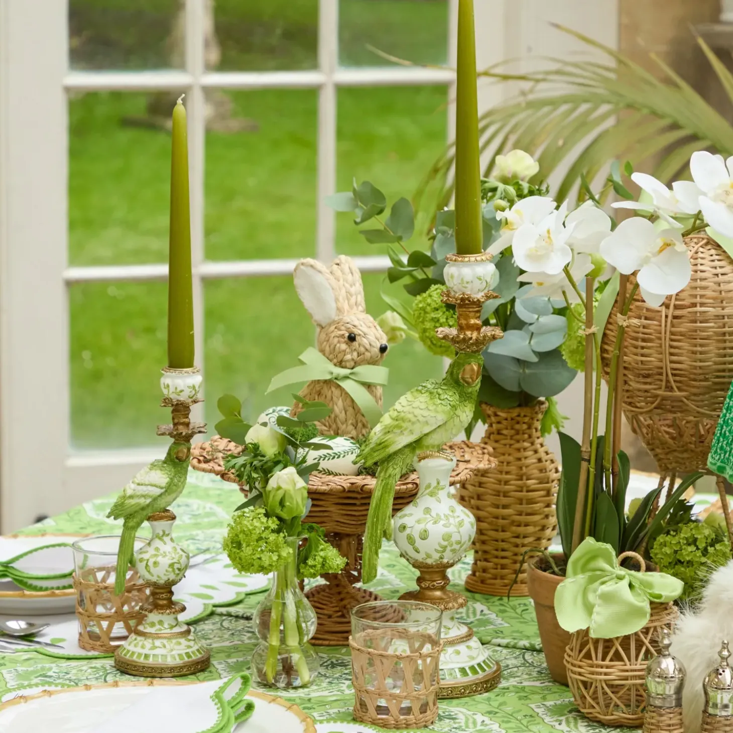 Green Parrot Candle Holder (Pair)
