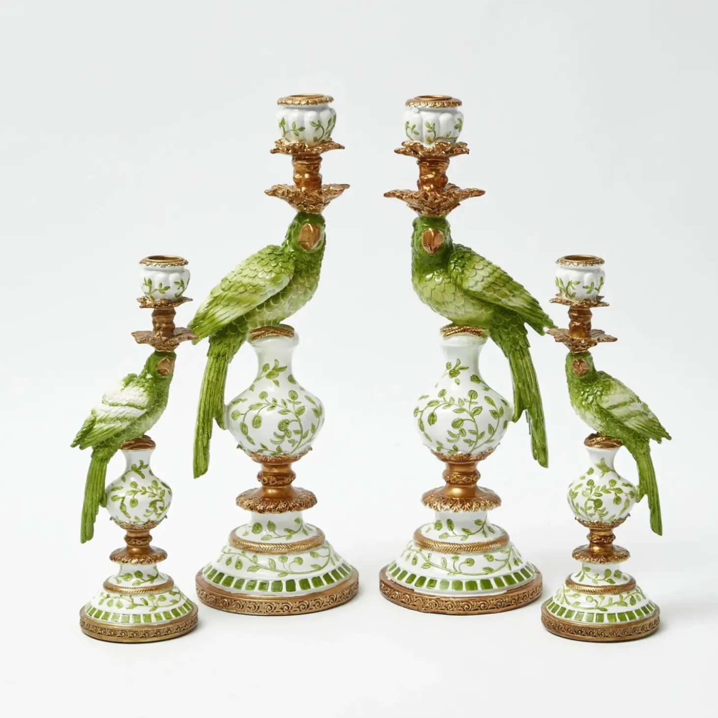 Green Parrot Candle Holder (Pair)