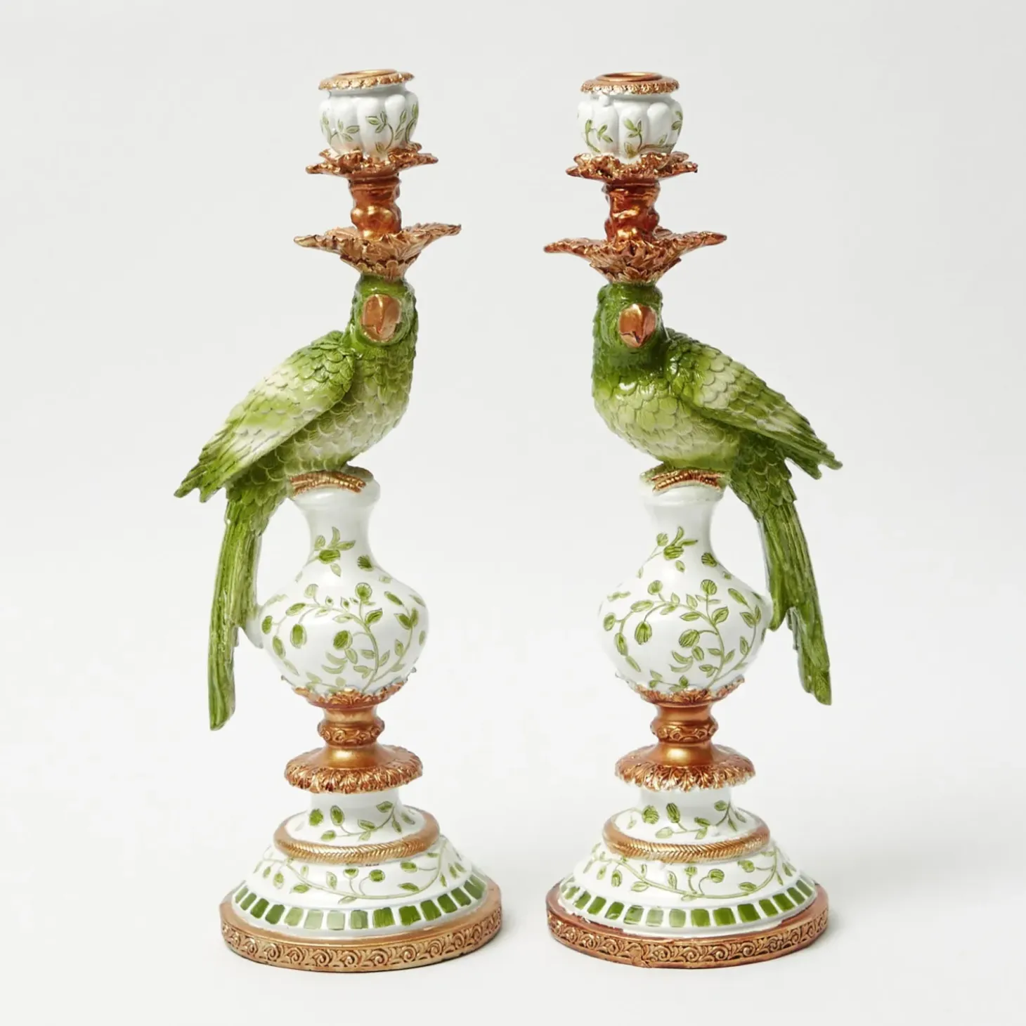 Green Parrot Candle Holder (Pair)