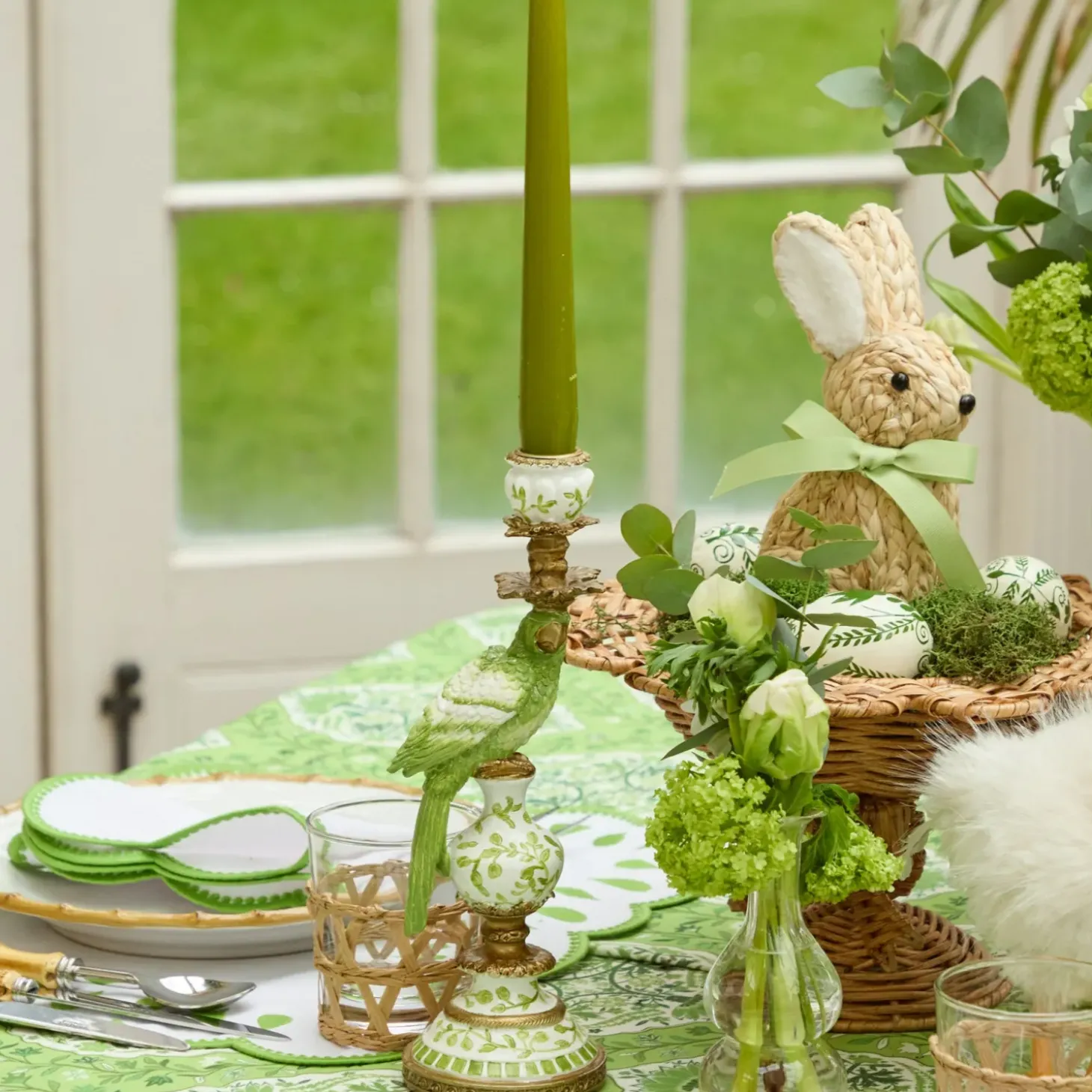 Green Parrot Candle Holder (Pair)