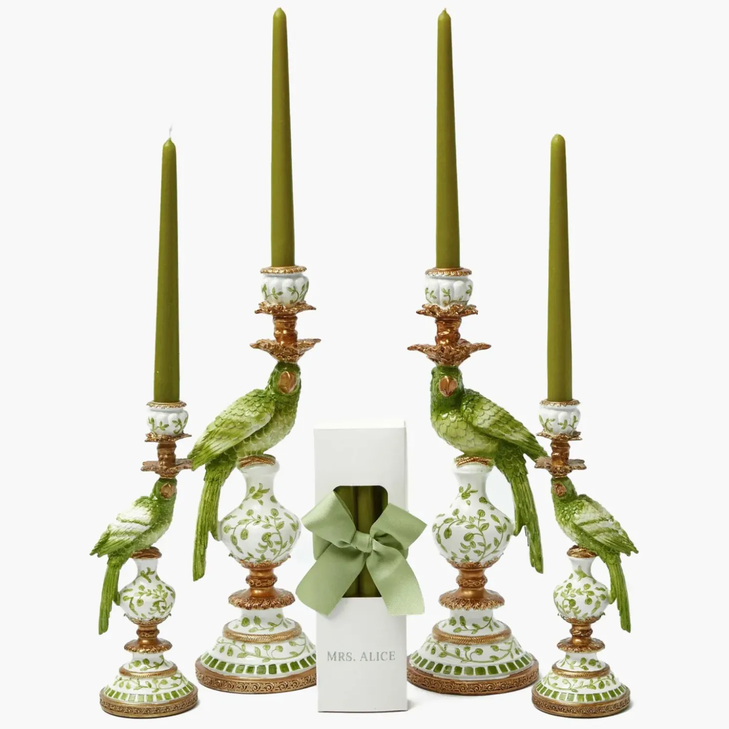 Green Parrot Candle Set