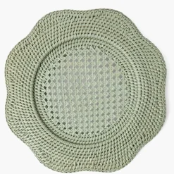 Green Scalloped Rattan Charger Plates (Set of 4)