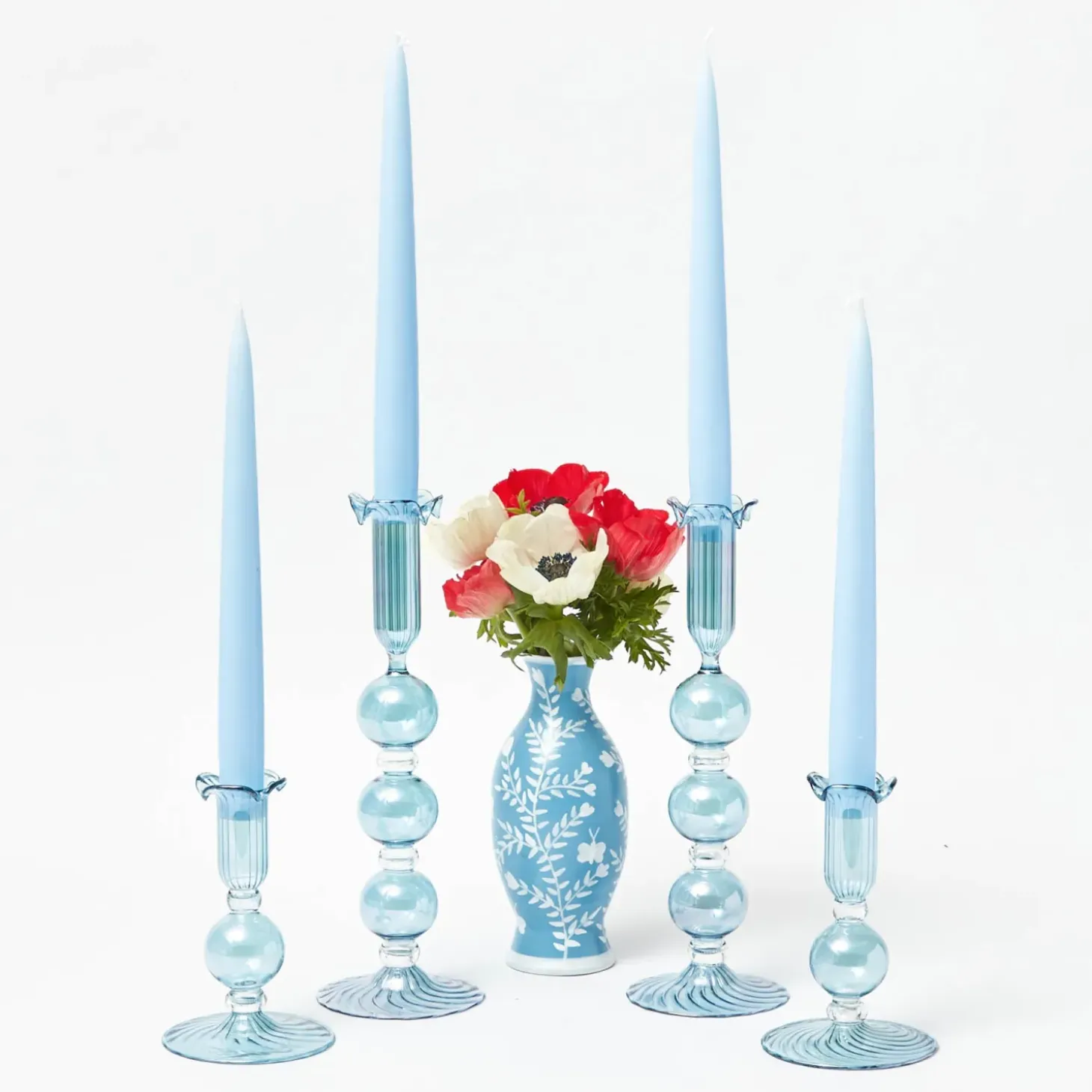 Handmade Ice Blue Candles (Set of 8)