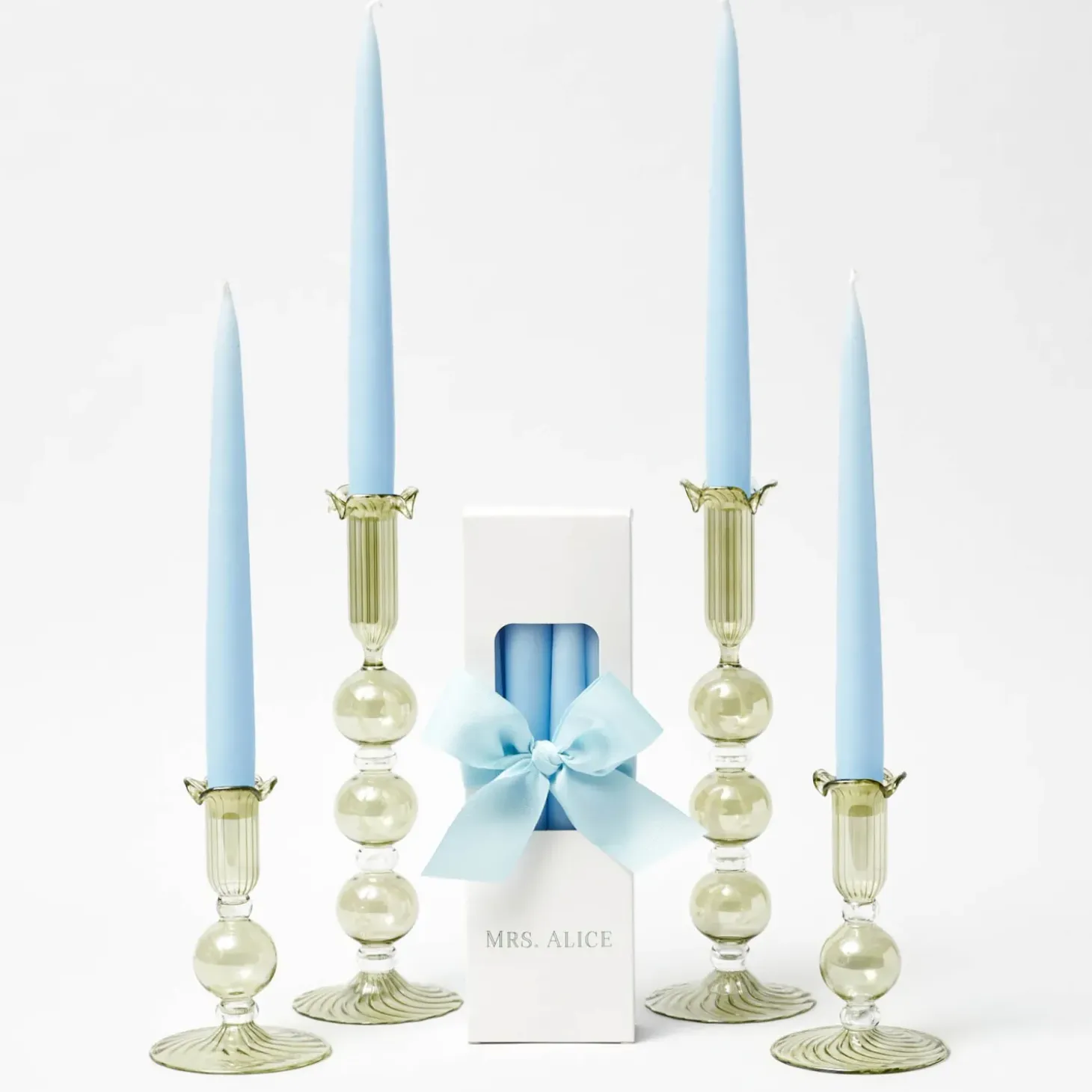 Handmade Ice Blue Candles (Set of 8)