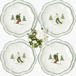 Heidi & Hans Skier Dinner & Starter Plates (Set of 8)
