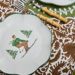 Heidi & Hans Skier Dinner & Starter Plates (Set of 8)