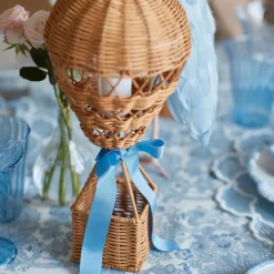 Hot Air Balloon Rechargeable Lamp with Blue Bow