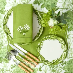Hydrangea Green Linen Napkins (Set of 4)