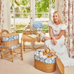 Isabella Rattan Basket with Ikat Liner (Medium)
