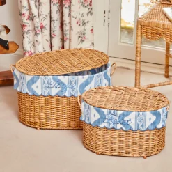 Isabella Rattan Basket with Ikat Liner (Medium)
