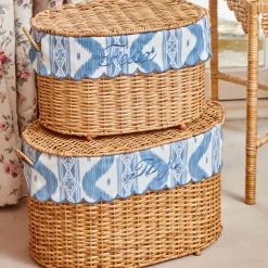 Isabella Rattan Basket with Ikat Liner (Medium)