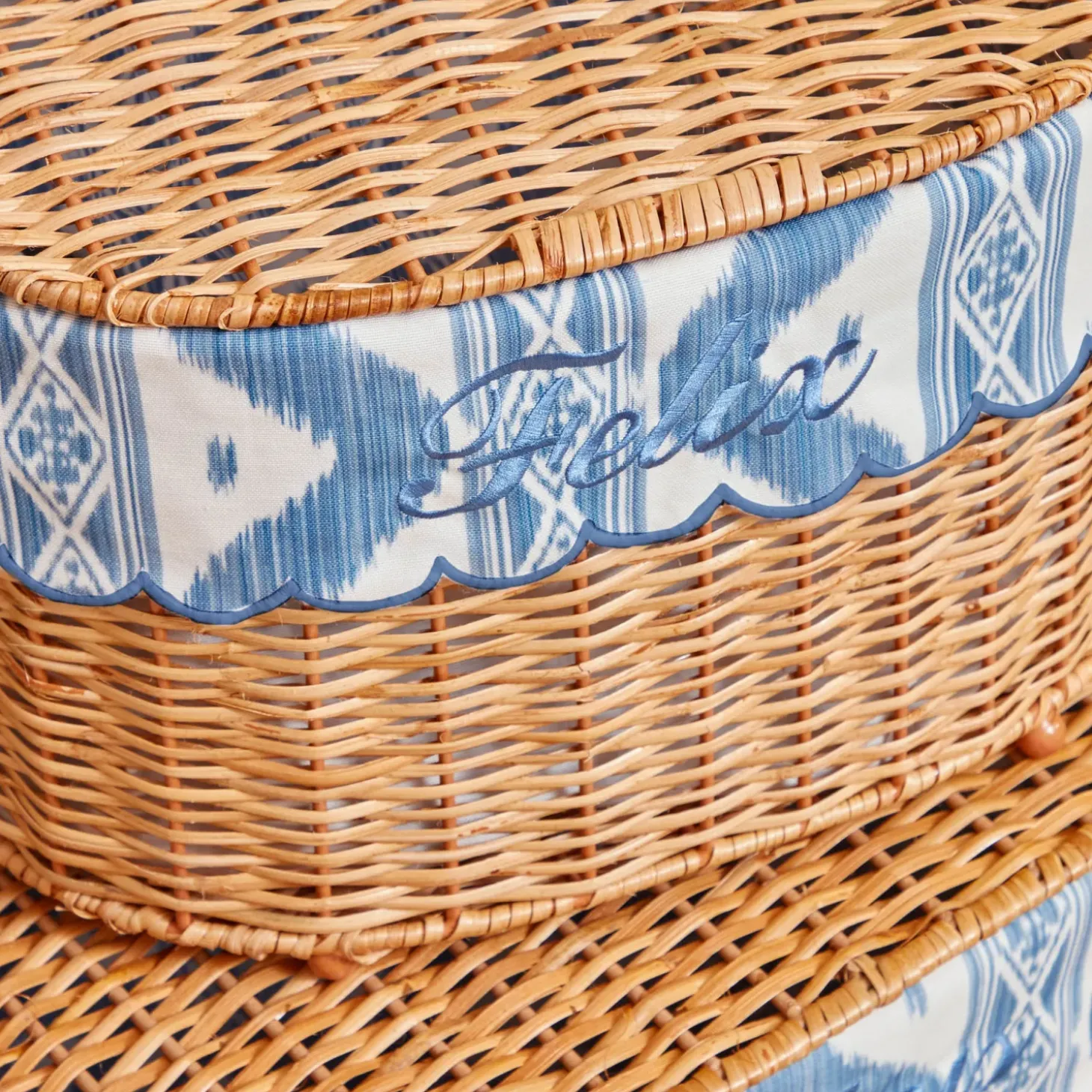 Isabella Rattan Basket with Ikat Liner (Small)