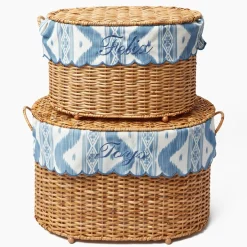 Isabella Rattan Basket with Ikat Liner (Small)