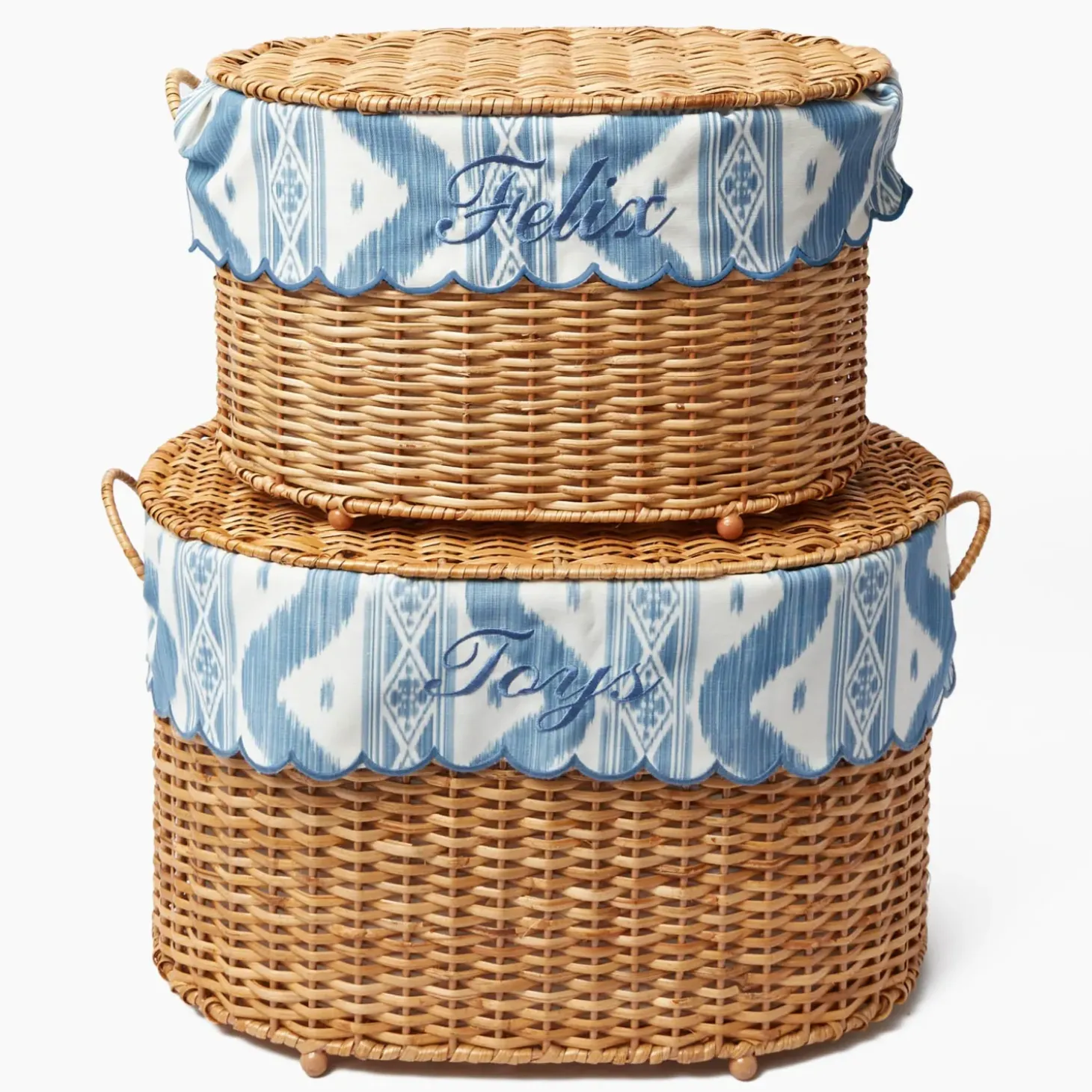 Isabella Rattan Basket with Ikat Liner (Small)