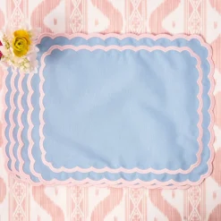 Isla Blue & Pink Placemats & Napkins (Set of 4)