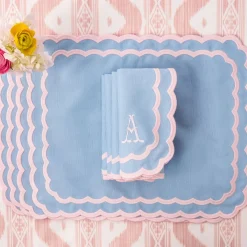 Isla Blue & Pink Placemats & Napkins (Set of 4)