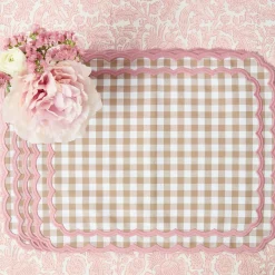 Isla Putty & Pink Gingham Placemats (Set of 4)