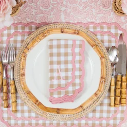 Isla Putty & Pink Gingham Napkins (Set of 4)