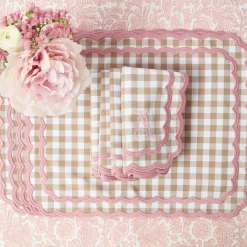 Isla Putty & Pink Gingham Napkins (Set of 4)