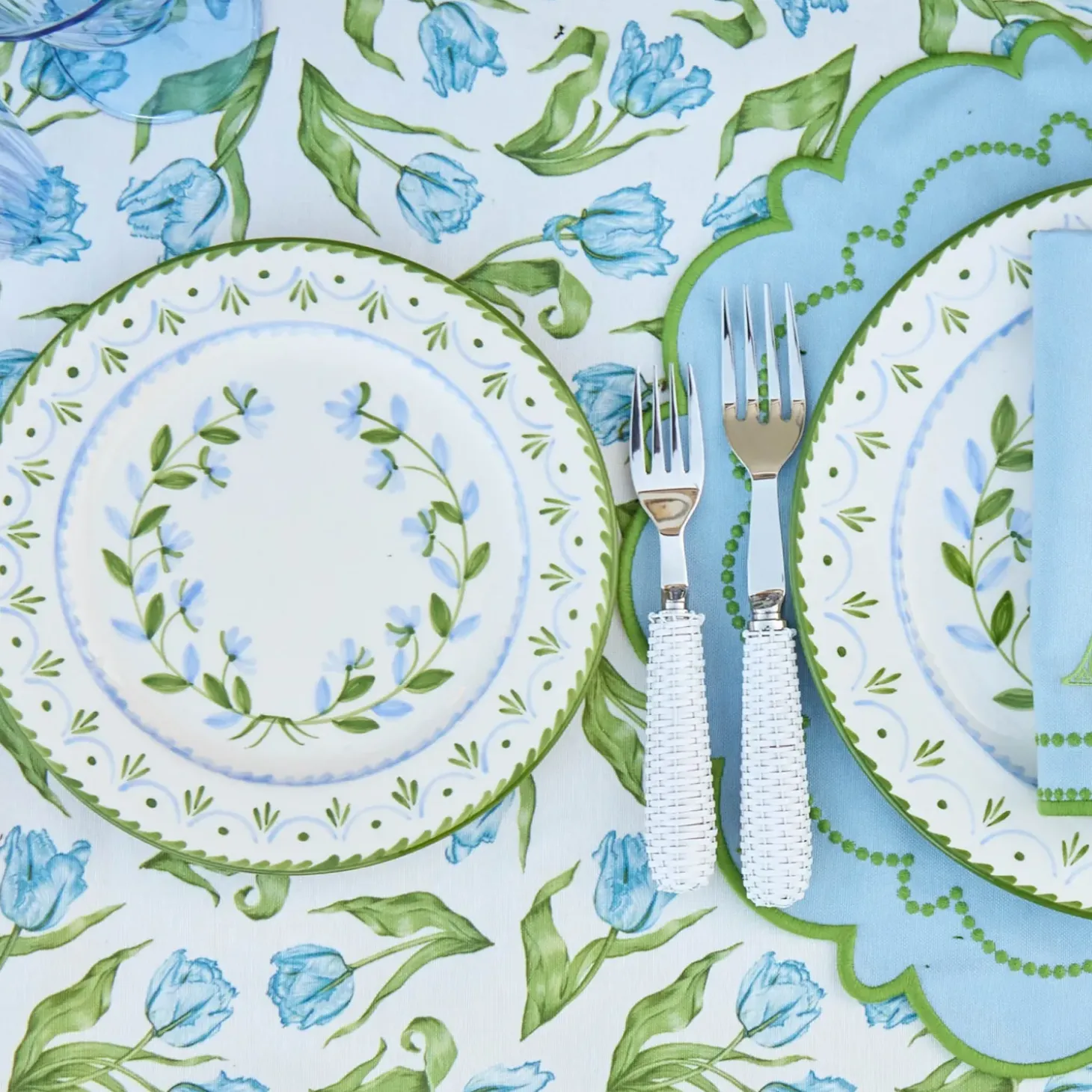 Josephine Green & Blue Dinner Plate