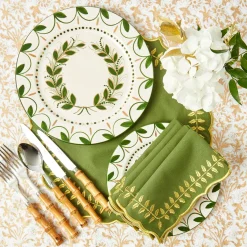 Josephine Olive & Gold Garland Dinner Plate