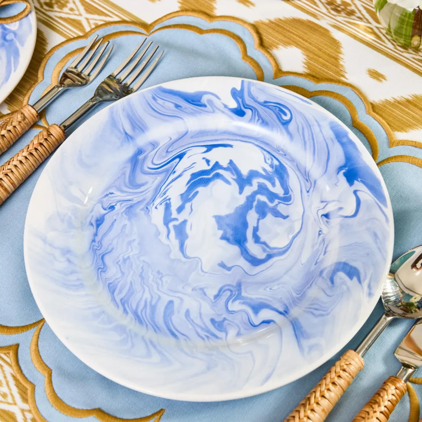 Julia Blue Marbled Dinner Plate (Set of 4)