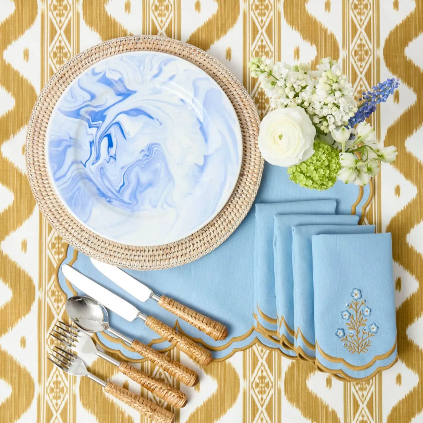 Julia Blue Marbled Dinner Plate (Set of 4)