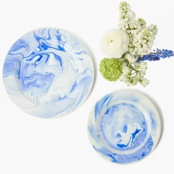Julia Blue Marbled Dinner & Starter Plates (Set of 8)