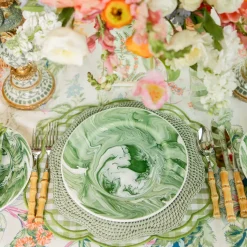 Julia Green Marbled Dinner & Starter Plates (Set of 8)