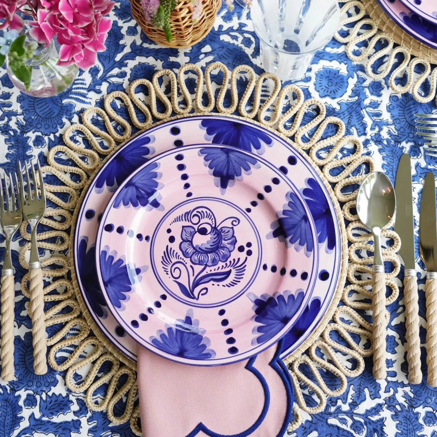Kamari Pink & Blue Starter Plates (Set of 4)