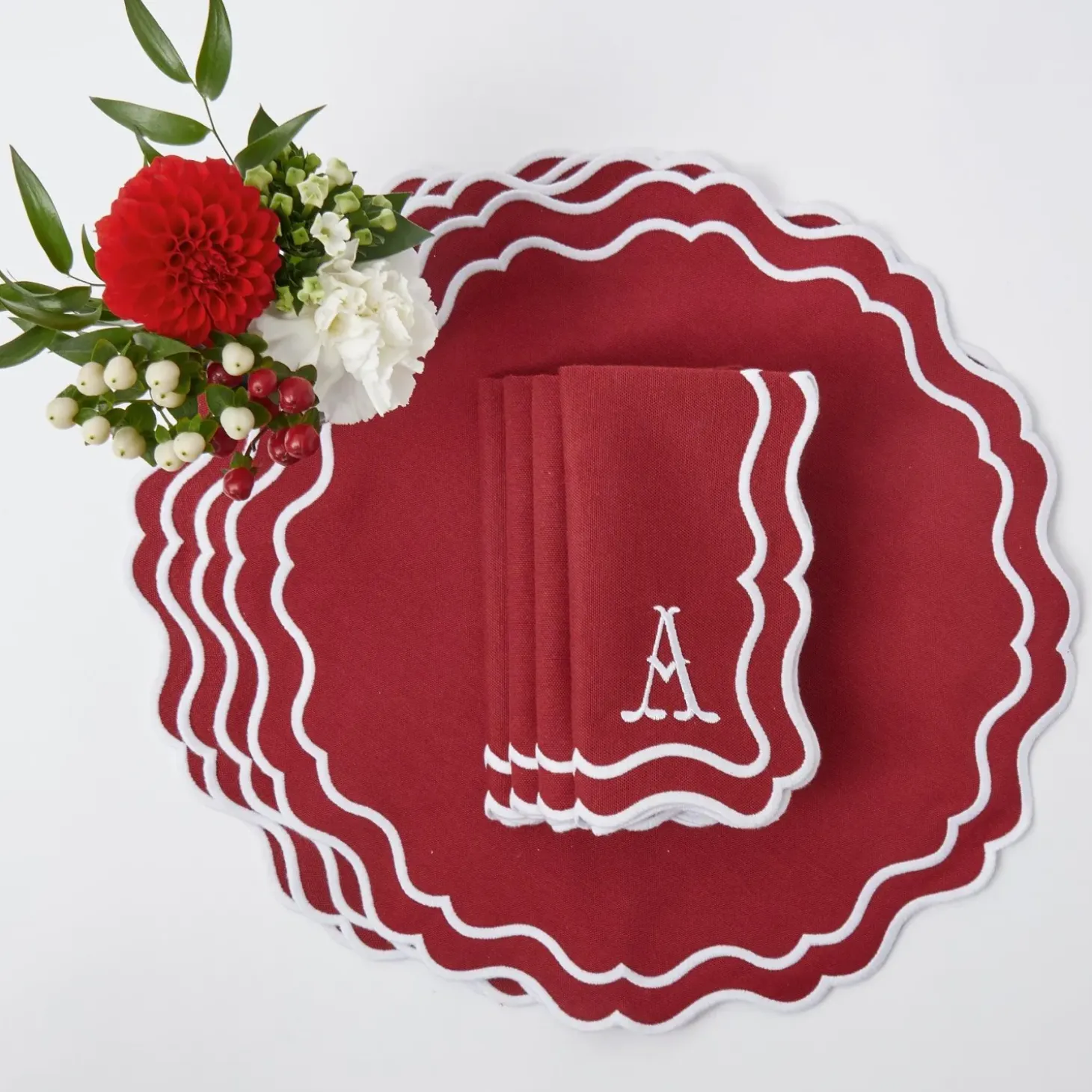 Katherine Berry Red Placemats & Napkins (Set of 4)