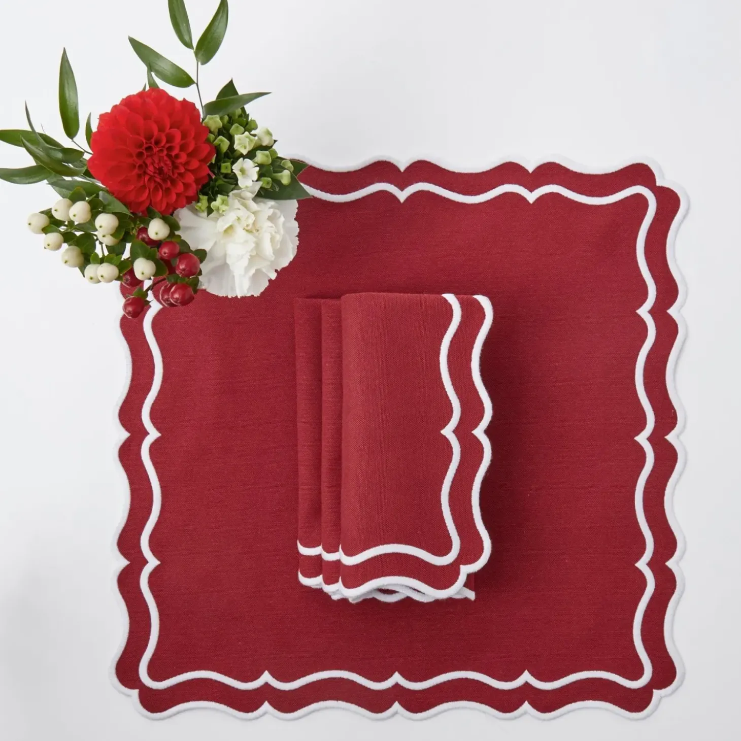 Katherine Berry Red Placemats & Napkins (Set of 4)