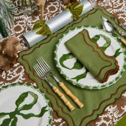 Katherine Green & Chocolate Napkins (Set of 4)