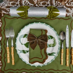Katherine Green & Chocolate Placemats & Napkins (Set of 4)